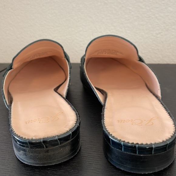 Used J. Crew Dark Green Crocodile Embossed Academy Mules Loafer - Picture 8 of 11